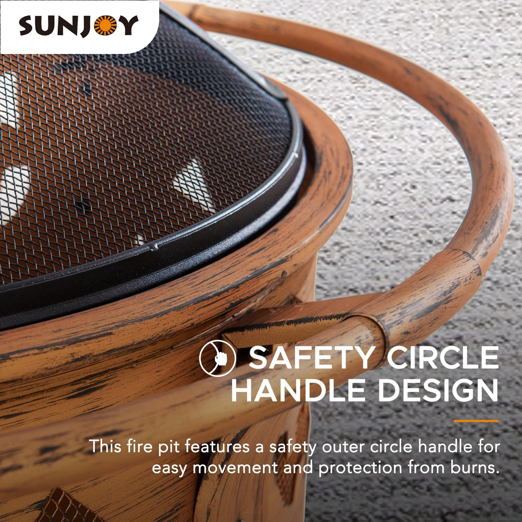 30 in. Outdoor Wood-Burning Steel Fire Pit with Spark Screen and Poker X8121
