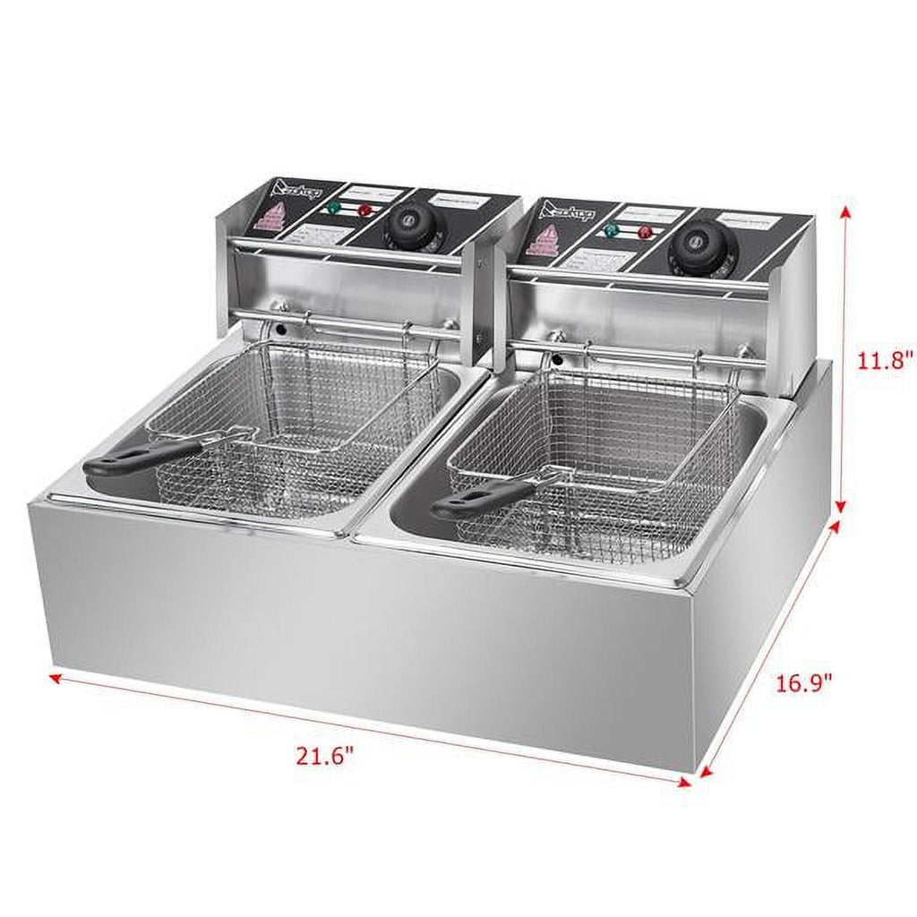5000W 12L Dual Tanks Electric Deep Fryer with 2 Basket S7427