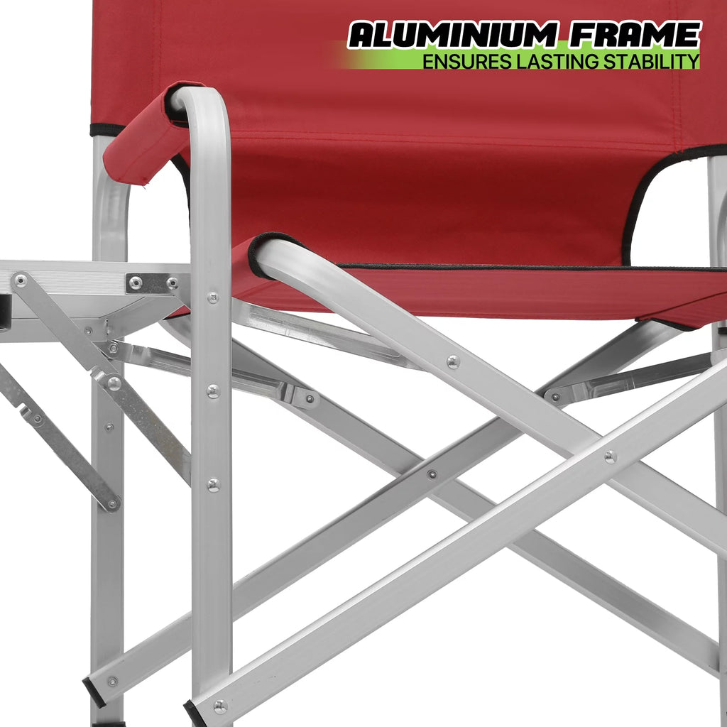 Foldable Camping Director Chair with Side Table & Storage Pocket, Red M967629