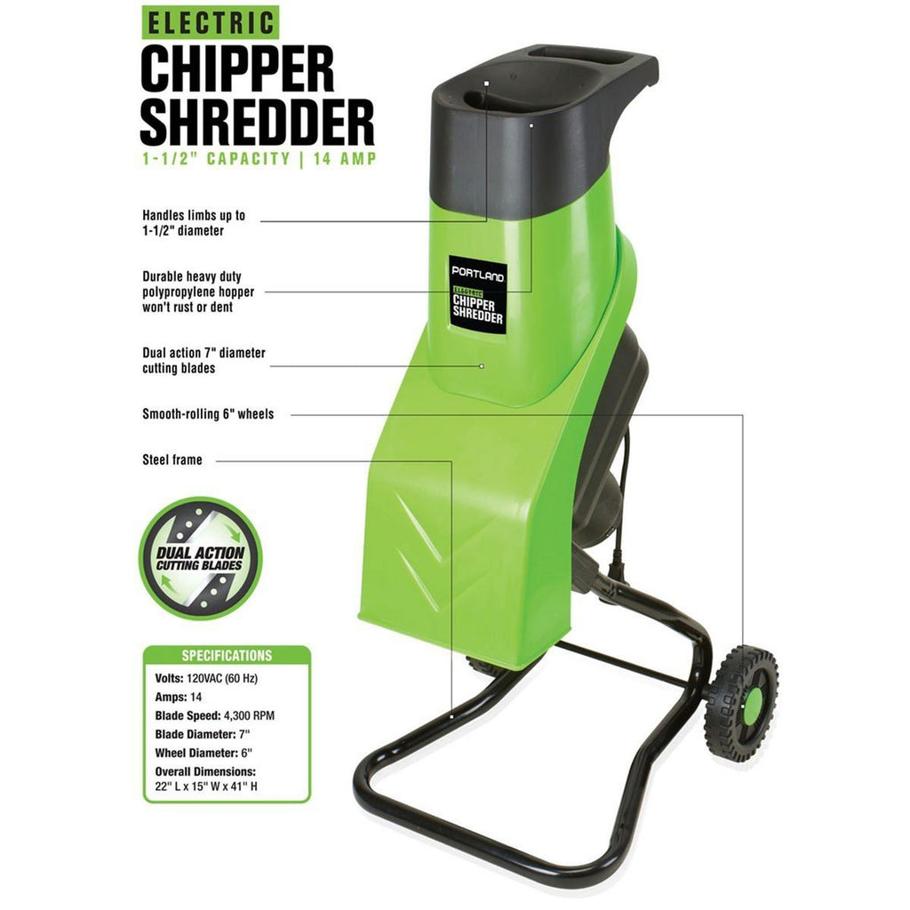 14 Amp Corded Electric Chipper Shredder J82245
