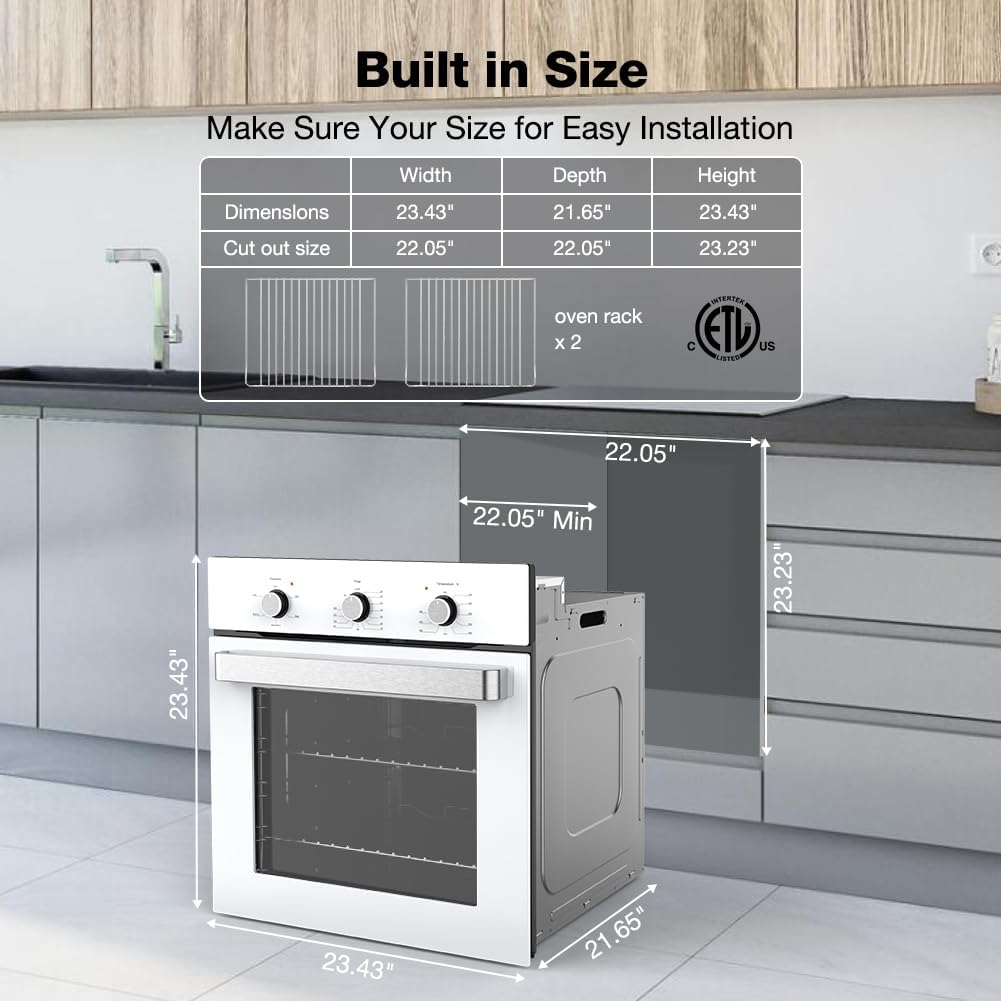 White 24" Single Wall Electric Oven with Mechanical Knobs H76543