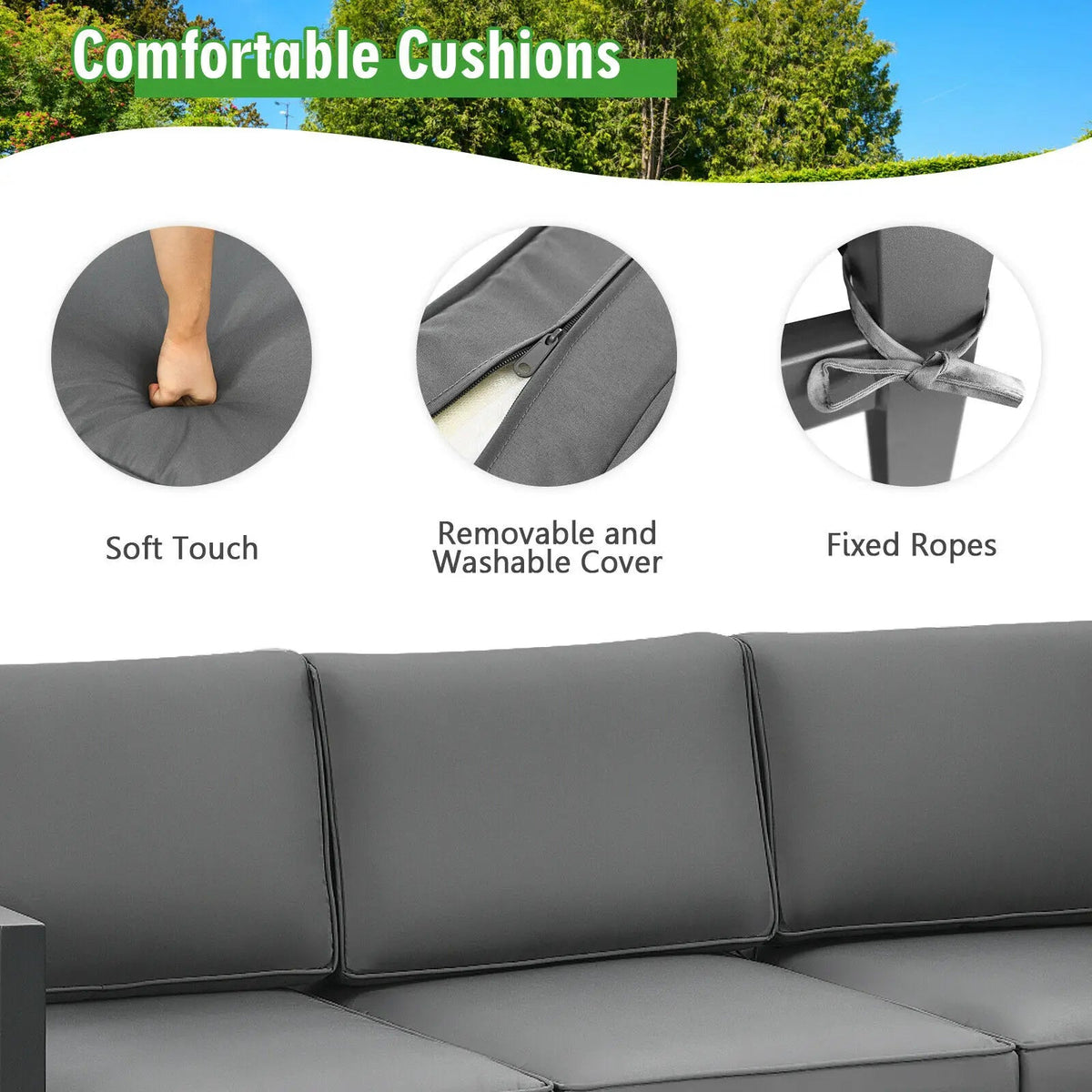 4-Piece Outdoor Patio Furniture Set Sectional Sofa Set Coffee Table L5053