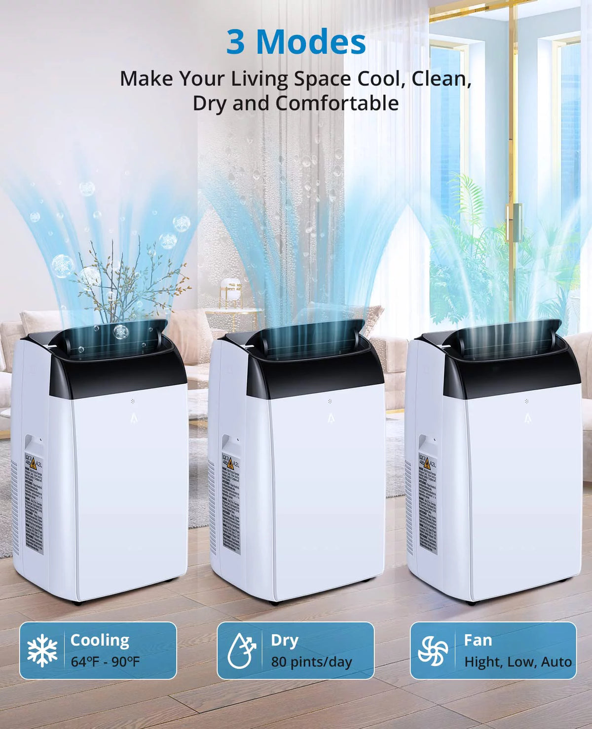 14,000 BTU 3-IN-1 Portable Air Conditioner with Remote Control R72273
