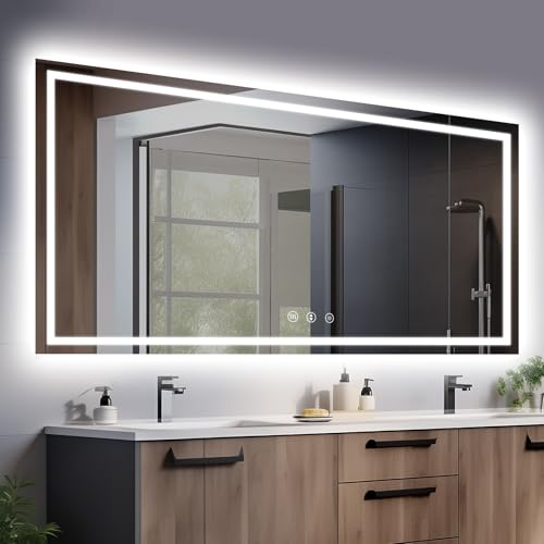 40x36 LED Bathroom Mirror with Front and Backlit, Anti-Fog, Dimmable, 3 Colors C403