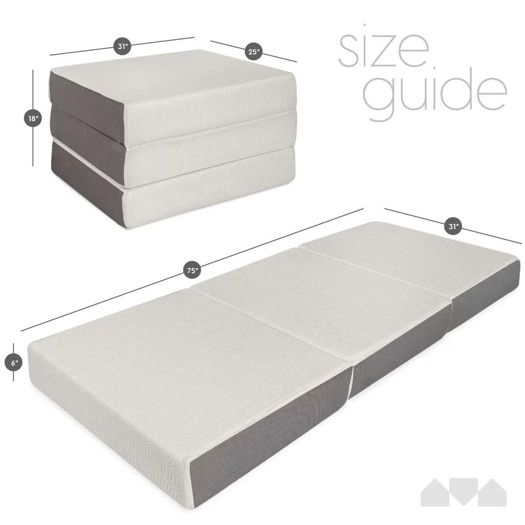 6-Inch Memory Foam Tri Folding Mattress with Removable Cover C2647
