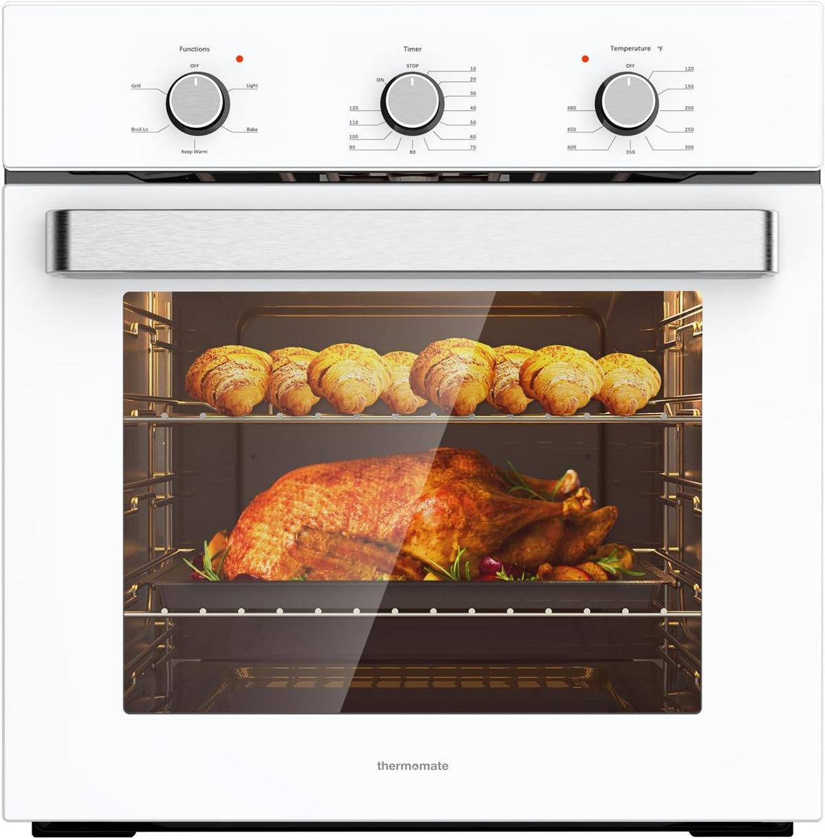 White 24" Single Wall Electric Oven with Mechanical Knobs H76543