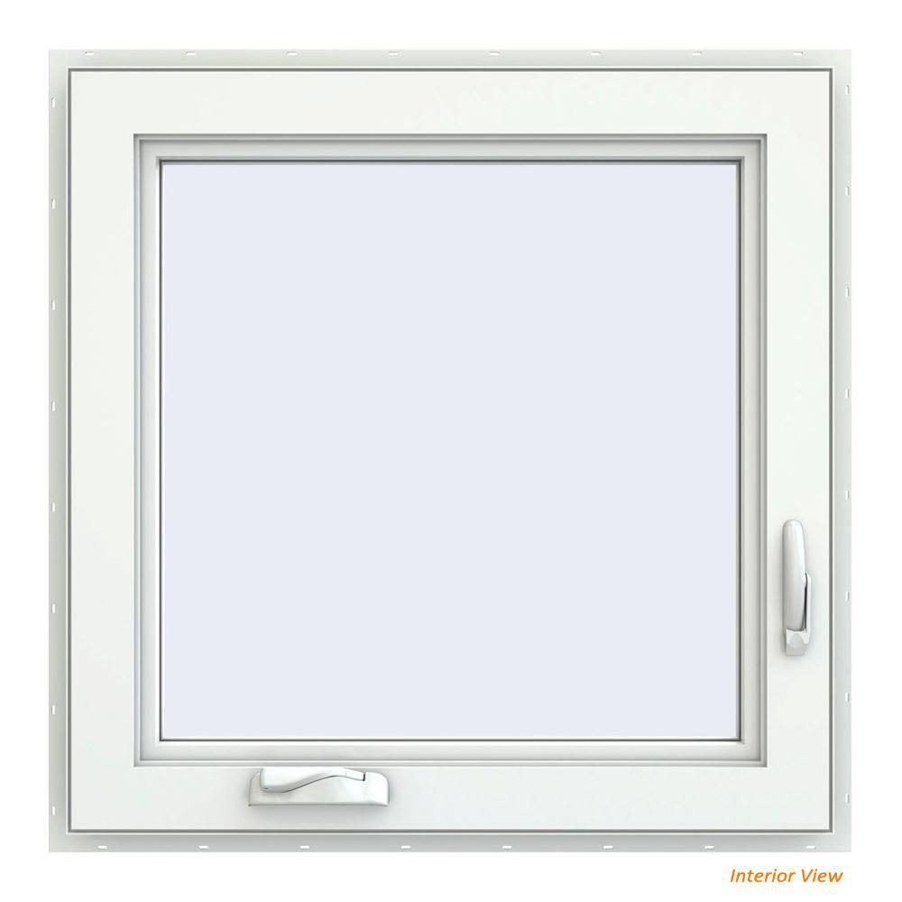 White Vinyl Casement Window with Screen L5562