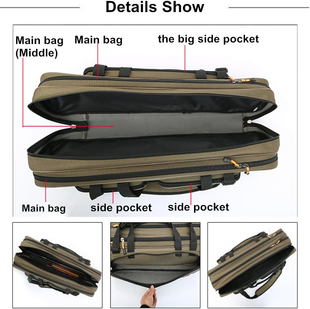 3 Layers Portable Folding Fishing Rod Carrier Case Y65470