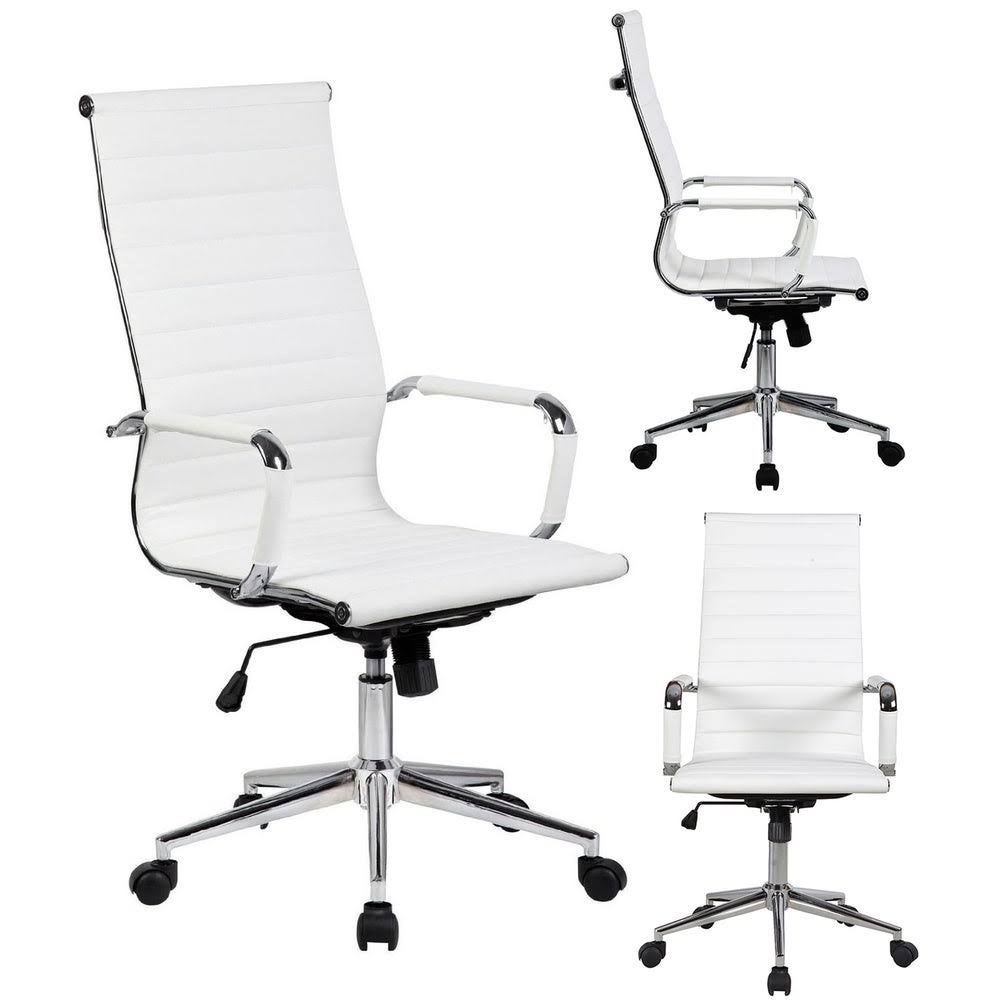 White Ergonomic High Back PU Leather Swivel Office Chair F875