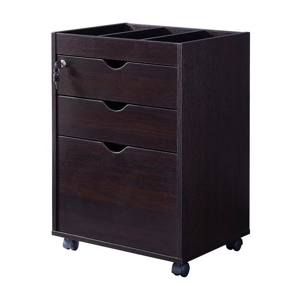 Cappuccino 3-Drawer Wood File Cabinet U51556