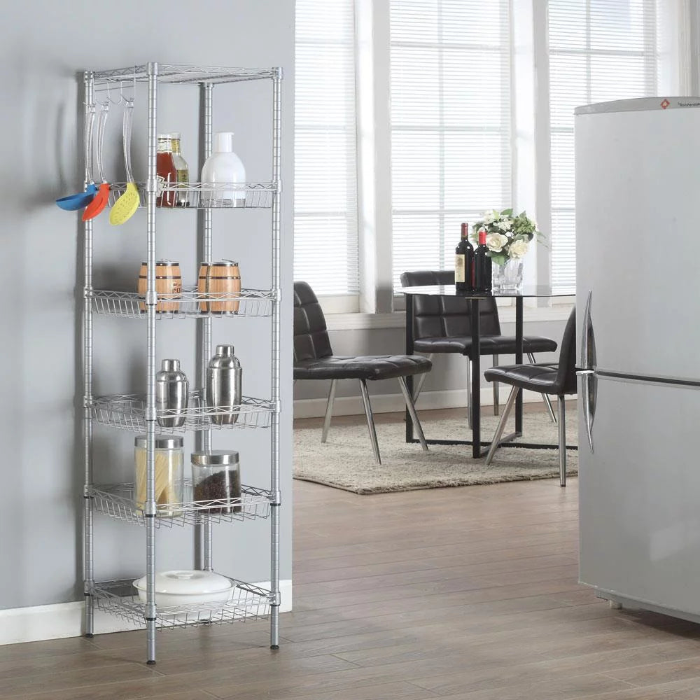6 Tier Wire Storage Shelving Rack 265lbs Capacity I404159
