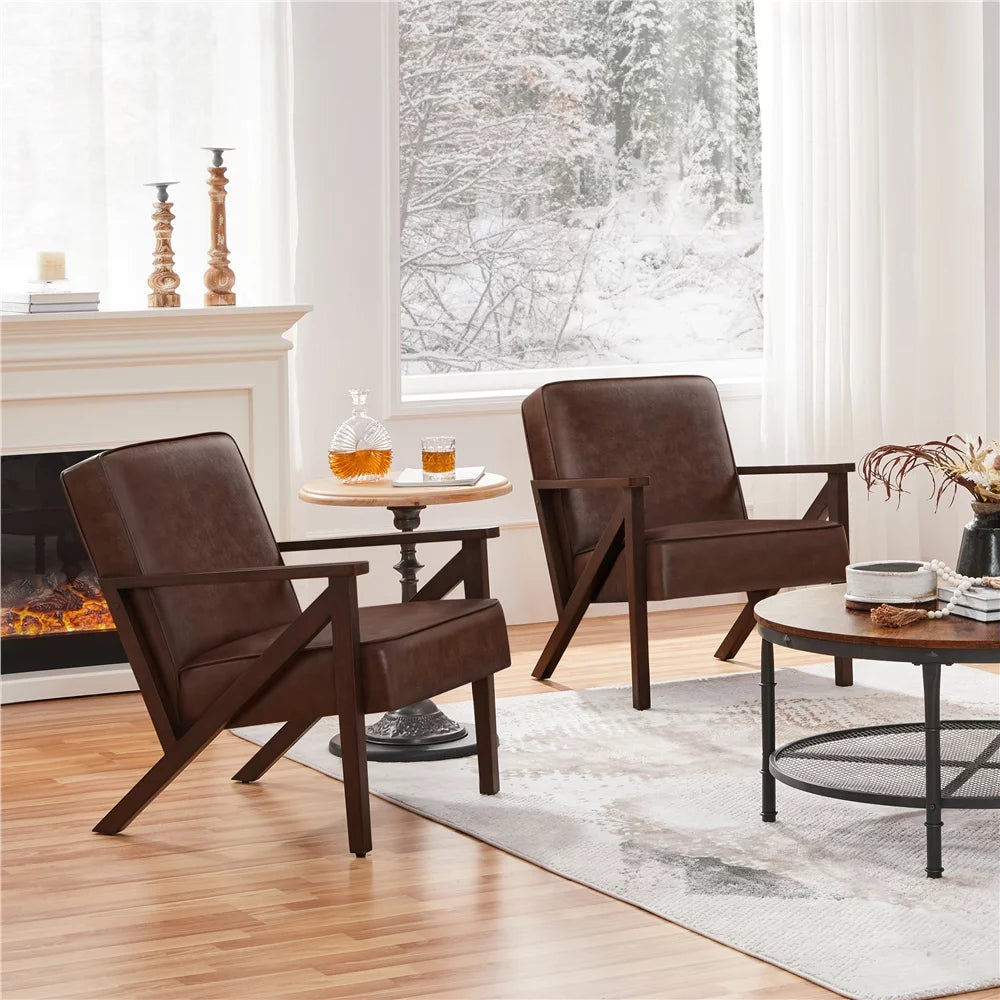 Dark Brown Faux Leather Armchair T75369