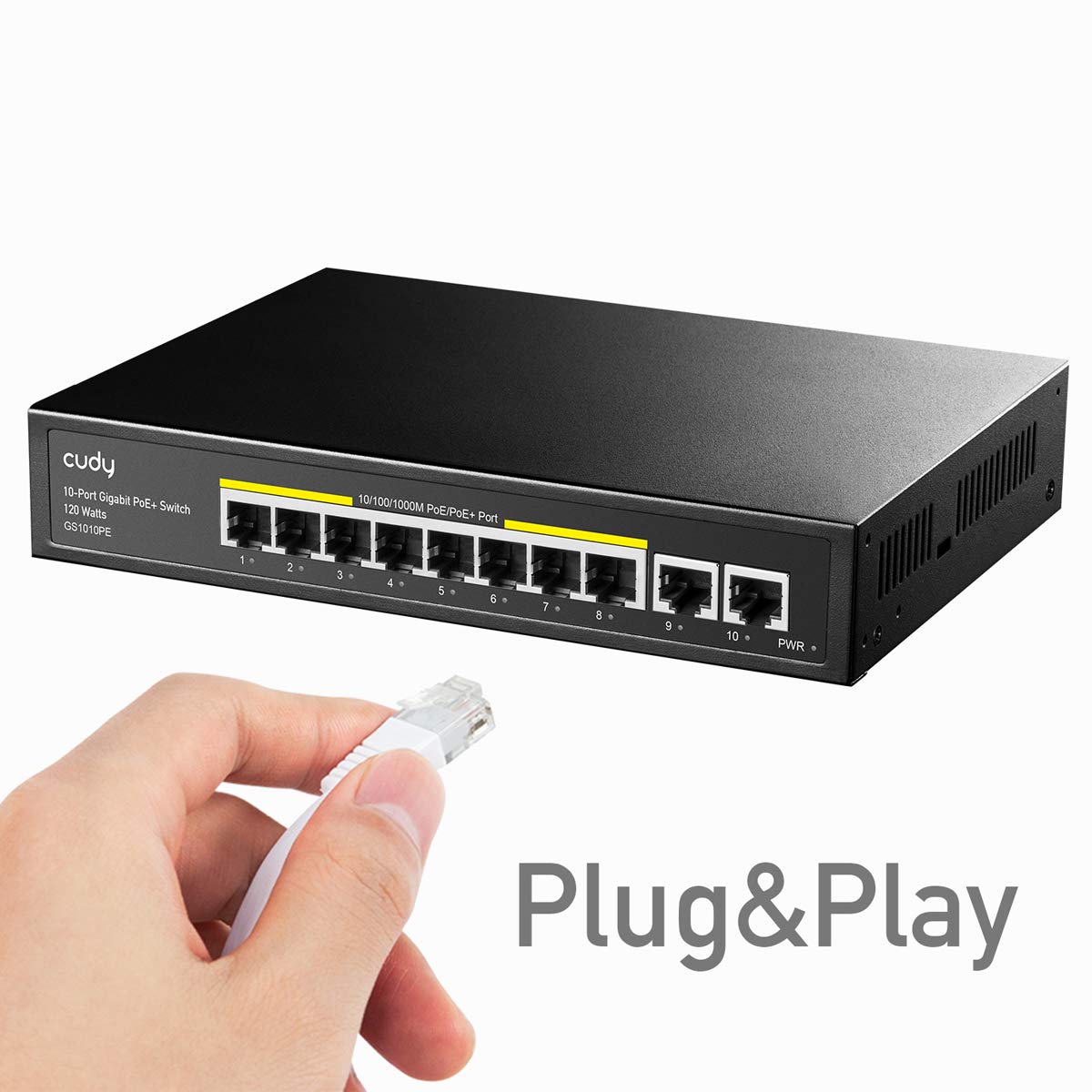8 Port Gigabit PoE+ Switch, 120 Watts PoE Budget, Pack of 2 G7876