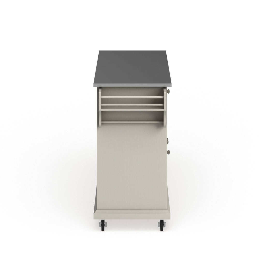 White Finish Stainless Steel Top Kitchen Cart and Island L33305