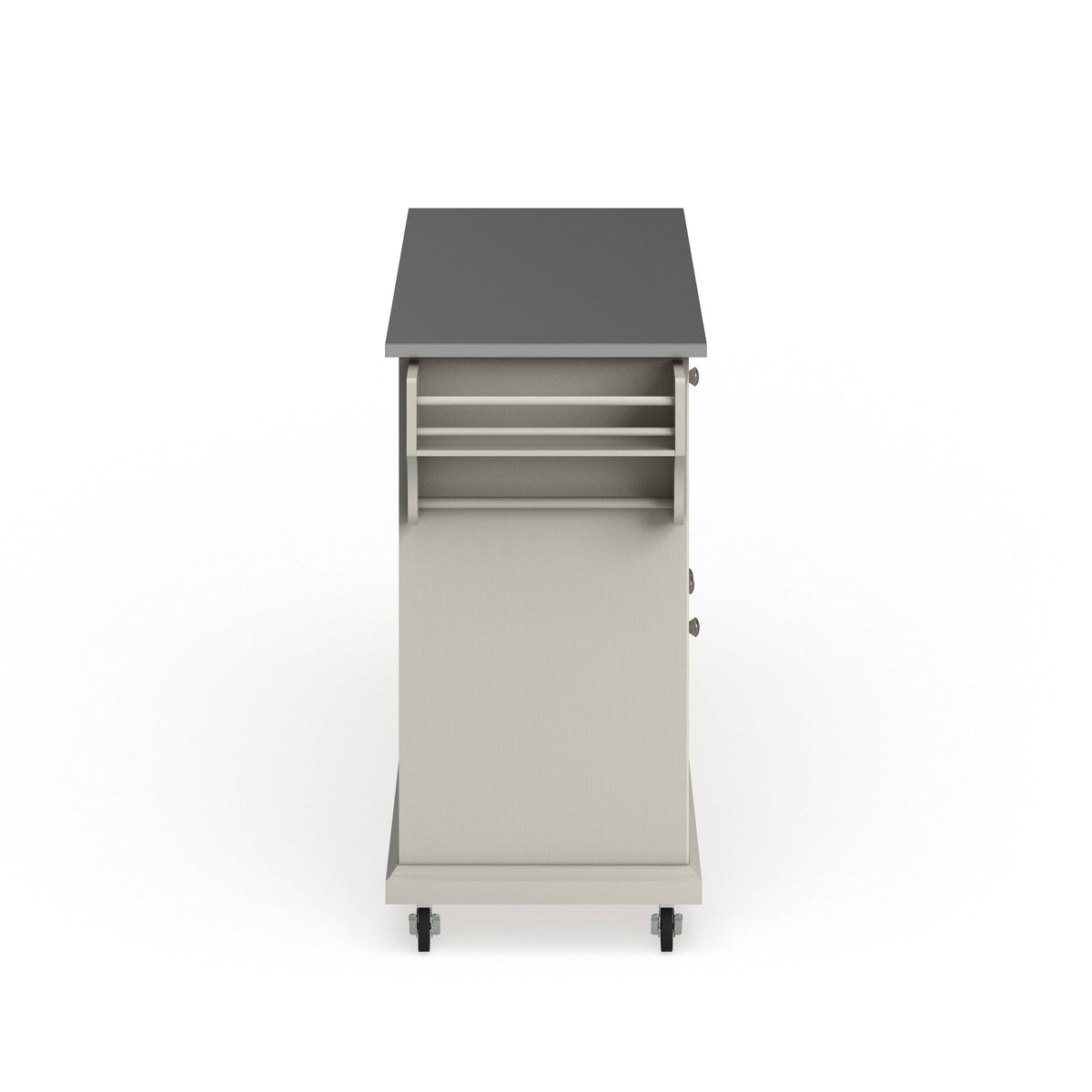 White Finish Stainless Steel Top Kitchen Cart and Island L33305