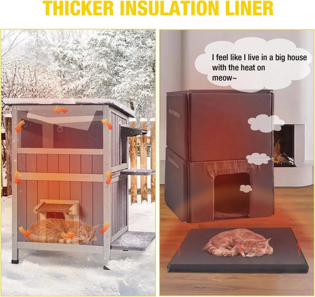Insulated Cat House Outdoor Weatherproof with Insulated Liner Q456