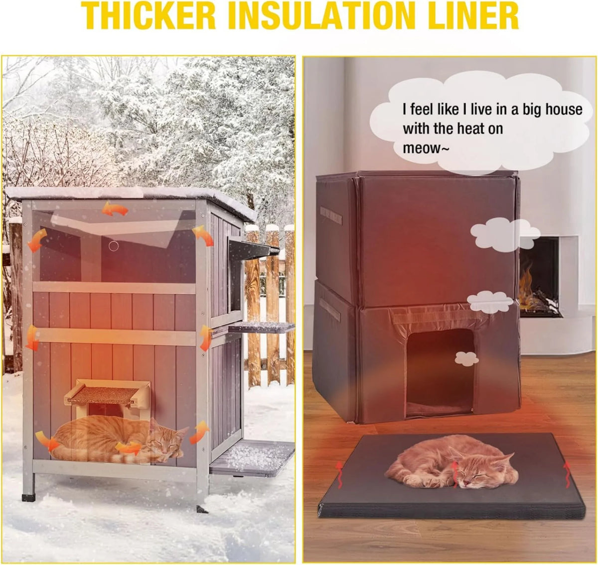 Insulated Cat House Outdoor Weatherproof with Insulated Liner Q456
