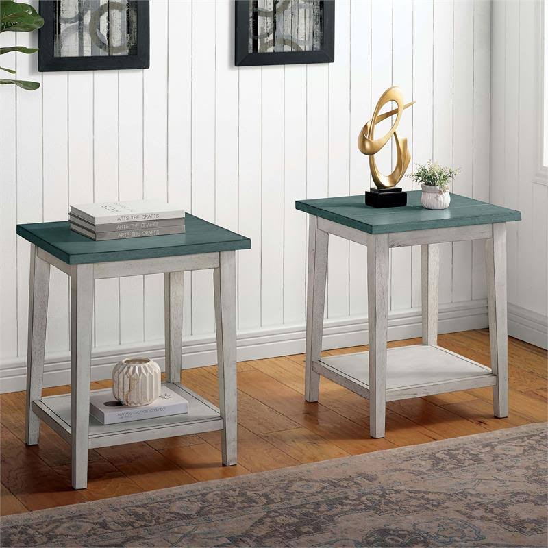 Light Green 1-Shelf Side Table (Set of 2) D17032