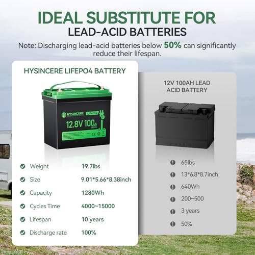 12V 100Ah LiFePO4 Lithium Battery, Mini Deep Cycle Rechargeable, 100A BMS T552
