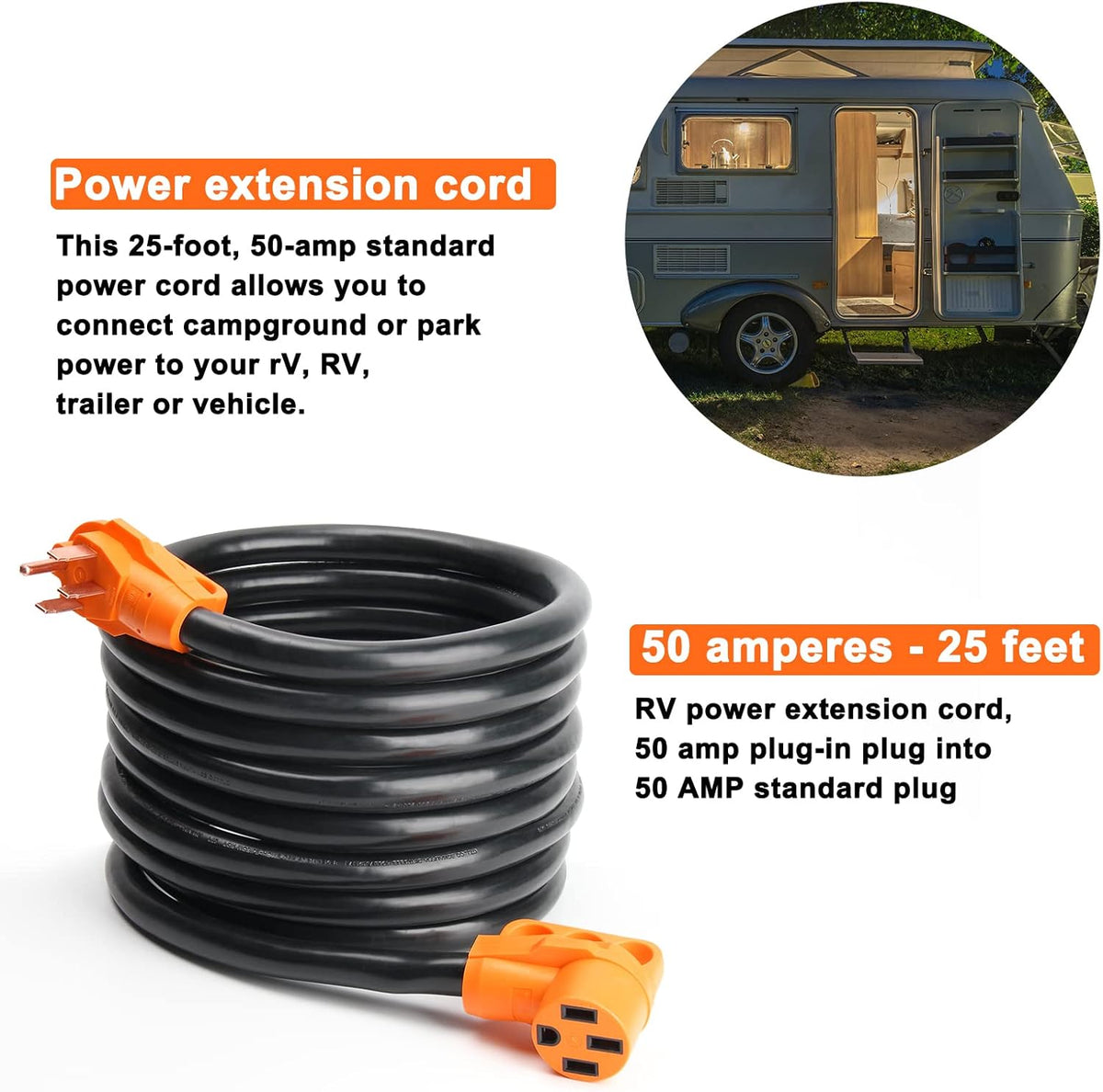 50 Amp 25 Feet RV Power Extension Cord with Grip Handle F4261