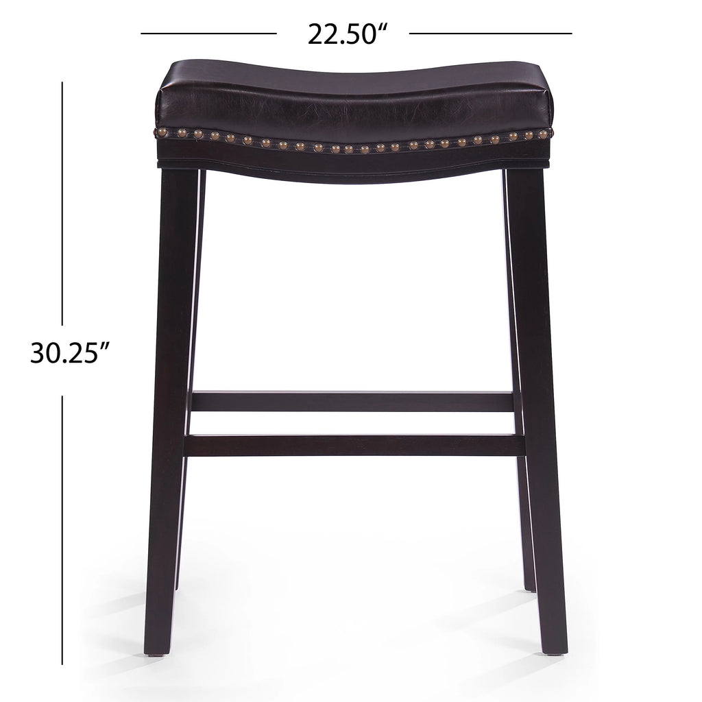 Brown Leather Saddle Stool Set of 2 E441