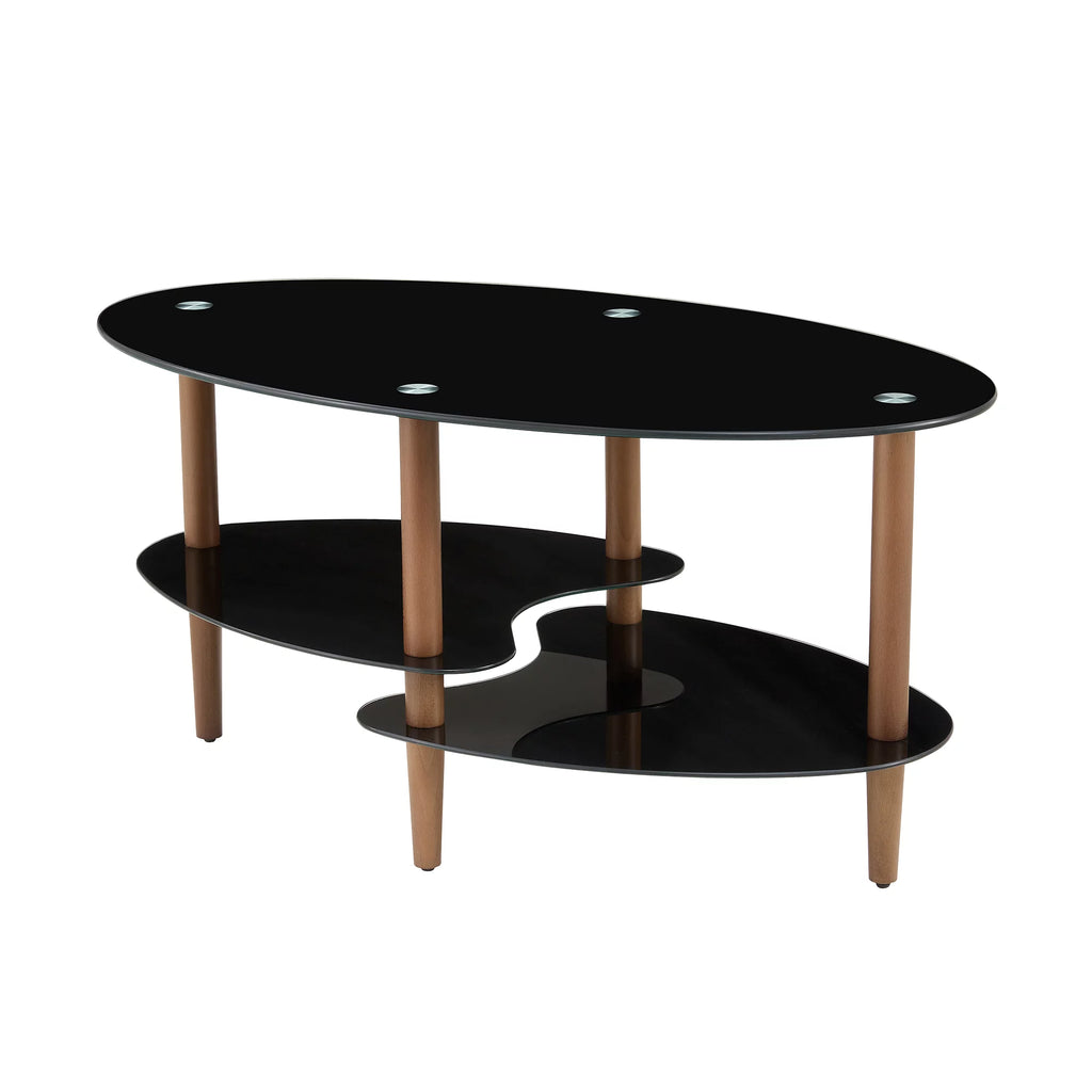 Oval 3-Tier Glass Coffee Table H9688