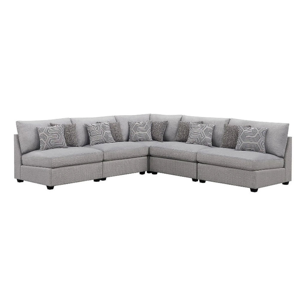 5-piece Fabric Upholstered Modular Sectional Gray B340