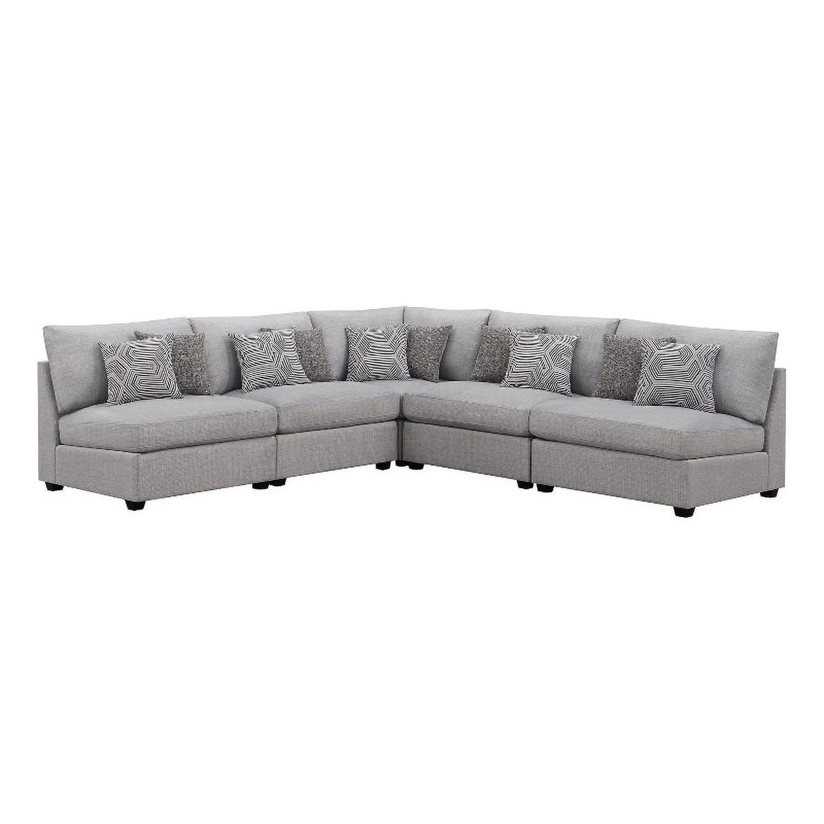5-piece Fabric Upholstered Modular Sectional Gray B340