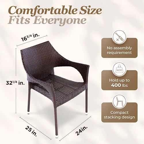 Outdoor Dining Chairs Set of 4 Stackable Wicker R1226