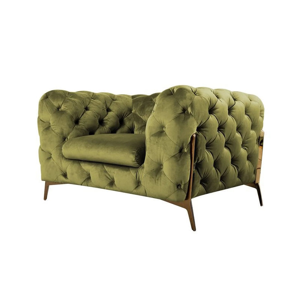 Green Fabric & Metal Accent Chair V5123