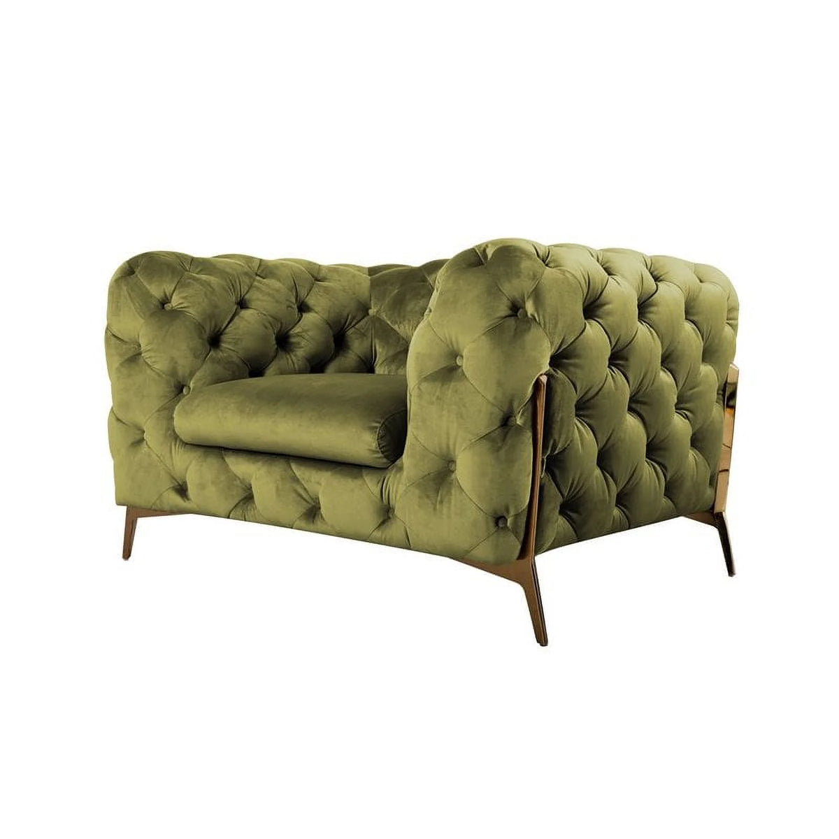 Green Fabric & Metal Accent Chair V5123