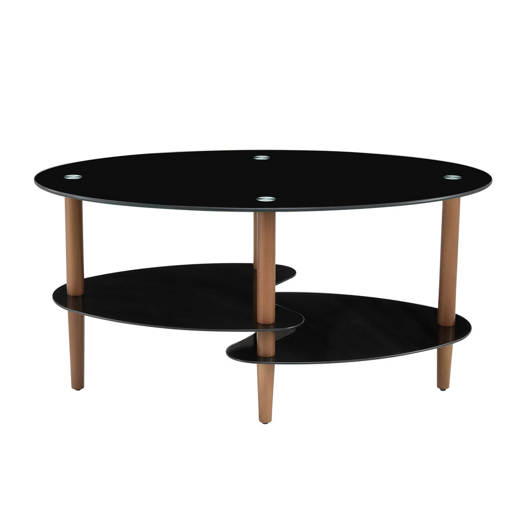 Oval 3-Tier Glass Coffee Table H9688