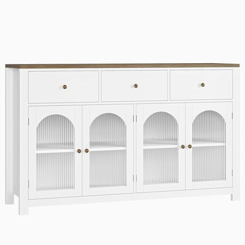 Black 55.1" Wood Buffet Cabinet with 3 Drawers and 4 Doors O69931
