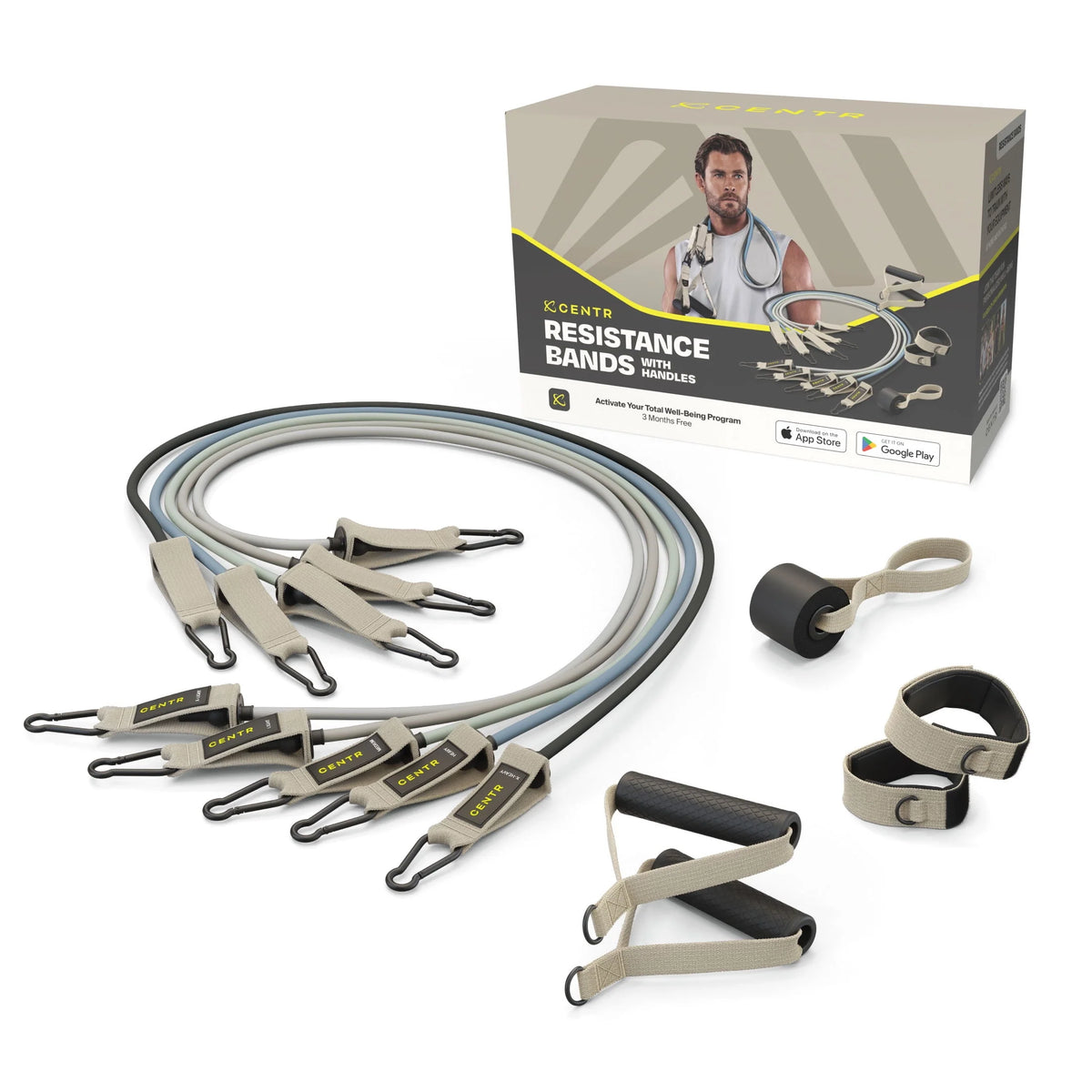 Resistance Bands with Handles, 5 Piece Band Set O4006