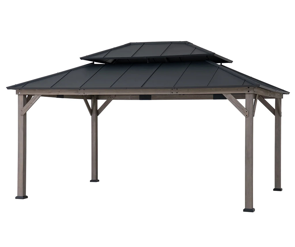 12x16 ft. Steel Hardtop Gazebo with 2-tier Metal Roof Q28148