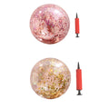 2pcs Glitter Sequin Beach Balls Round Transparent PVC Inflatable Ball Toys with Pumps Q2829