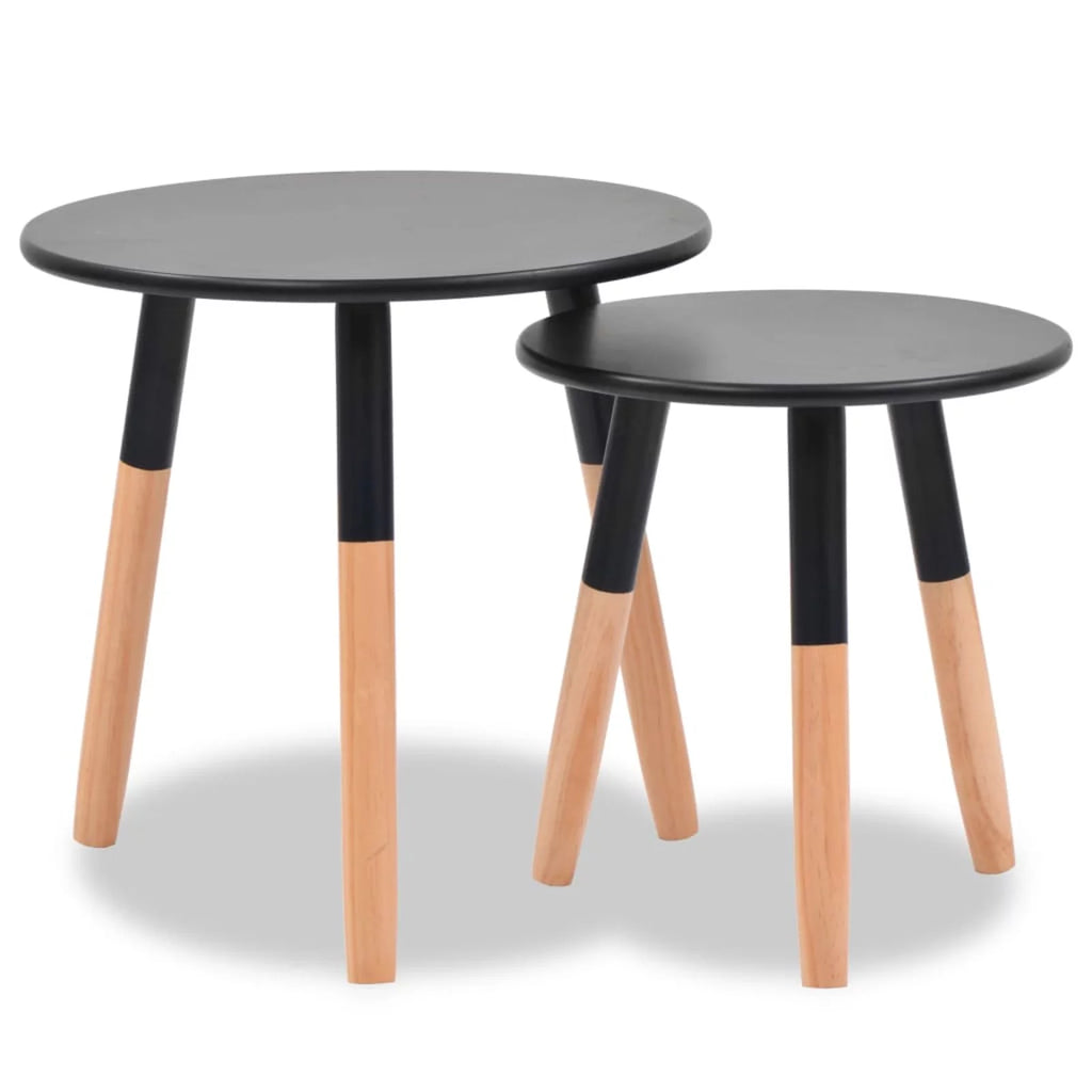 Set of 2 Black Round Side Table T7308