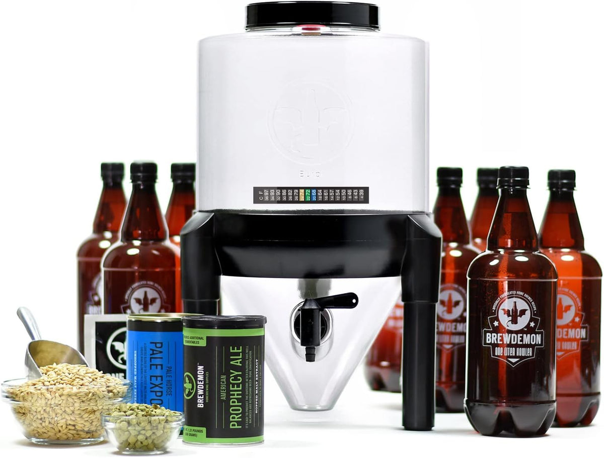 Craft Beer Brewing Kit with Bottles and Conical Fermenter D363
