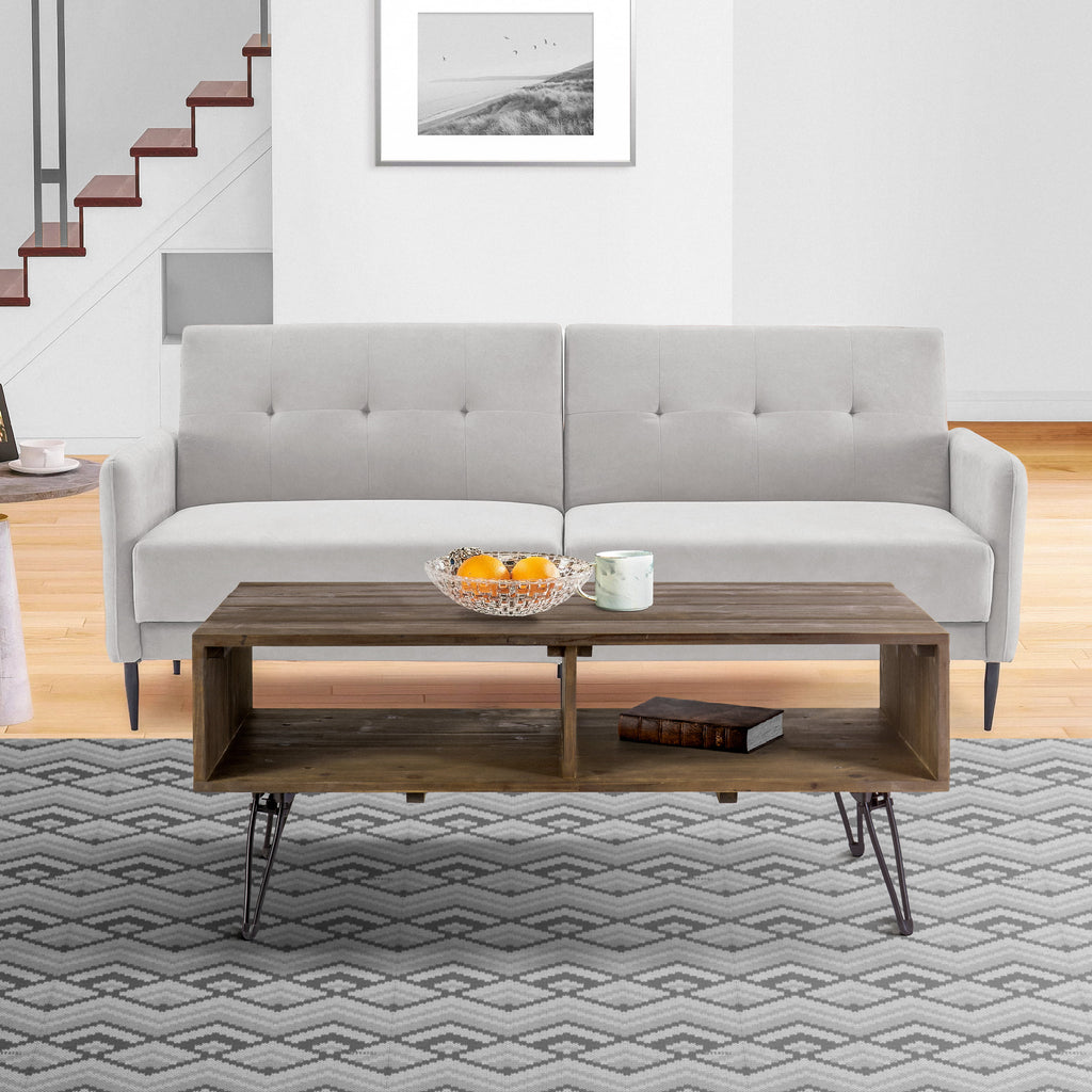 Rustic Farmhouse Coffee Table with Storage E5215