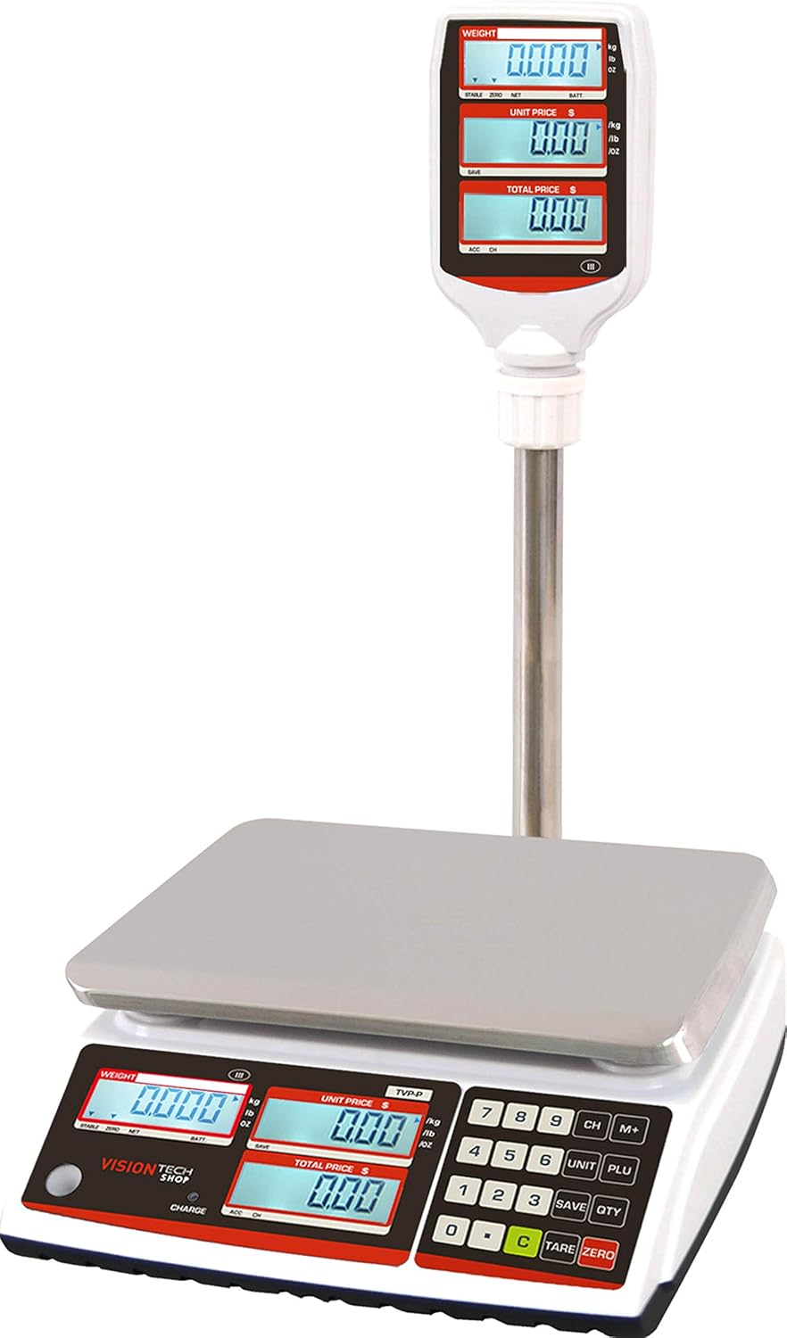 Price Computing Scale with Pole Display, 60lb Capacity, 0.01lb Readability A6685