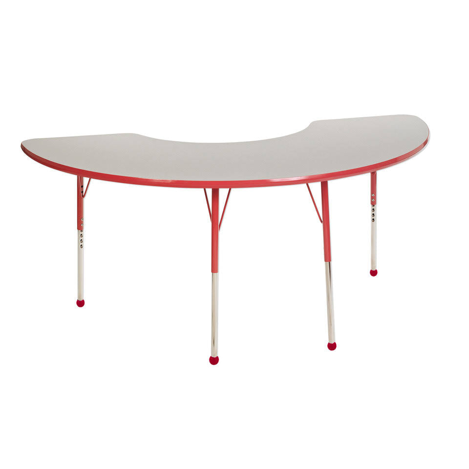 36in x 72in Half Moon Adjustable Activity Table Grey/Red C622