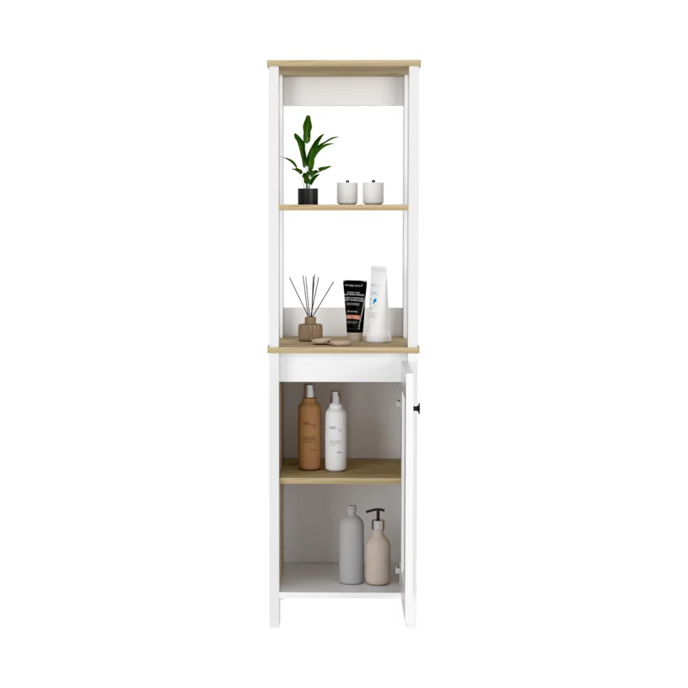 Linen Cabinet with Two Open Shelves and Single Door W145