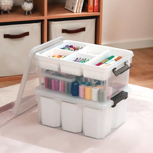 17 QT Plastic Storage Box with Removable Tray U761