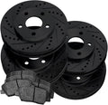 Black Drilled Slotted Brake Rotors and Semi Metallic Brake Pads E246