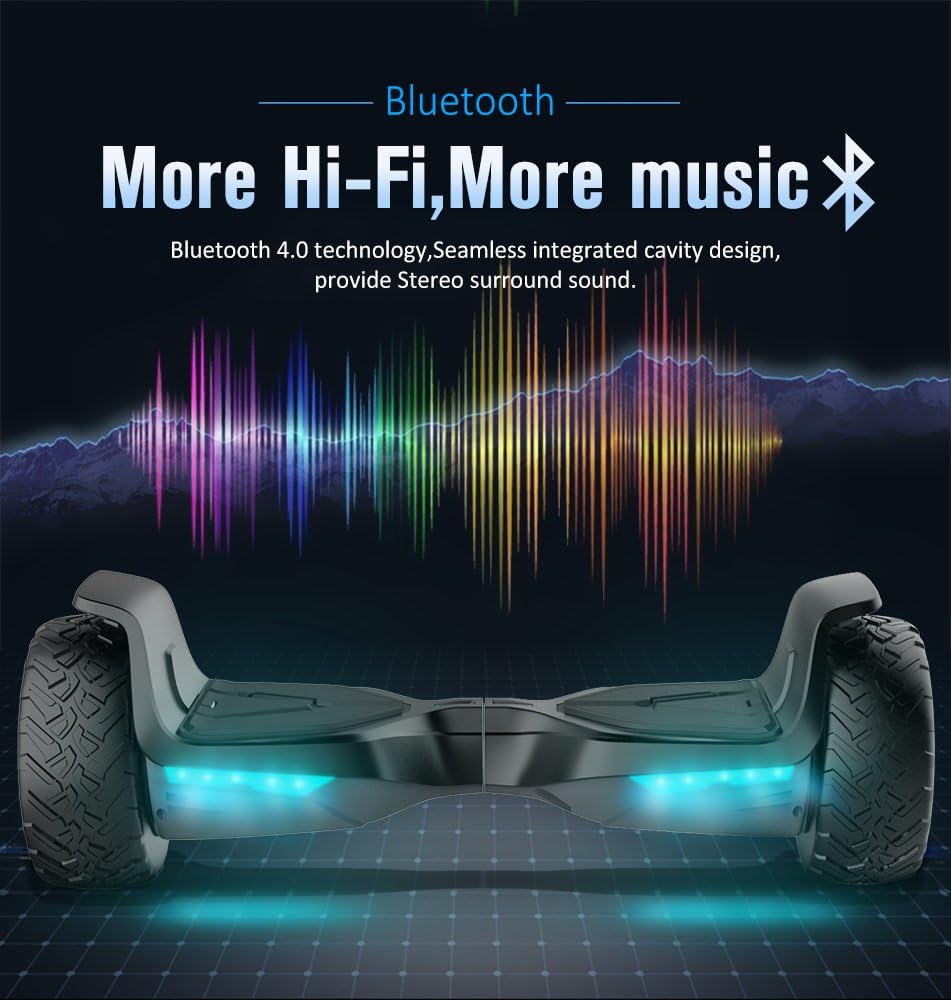 All Terrain Self-Balancing Scooter with Bluetooth Speaker and LED Lights V2887