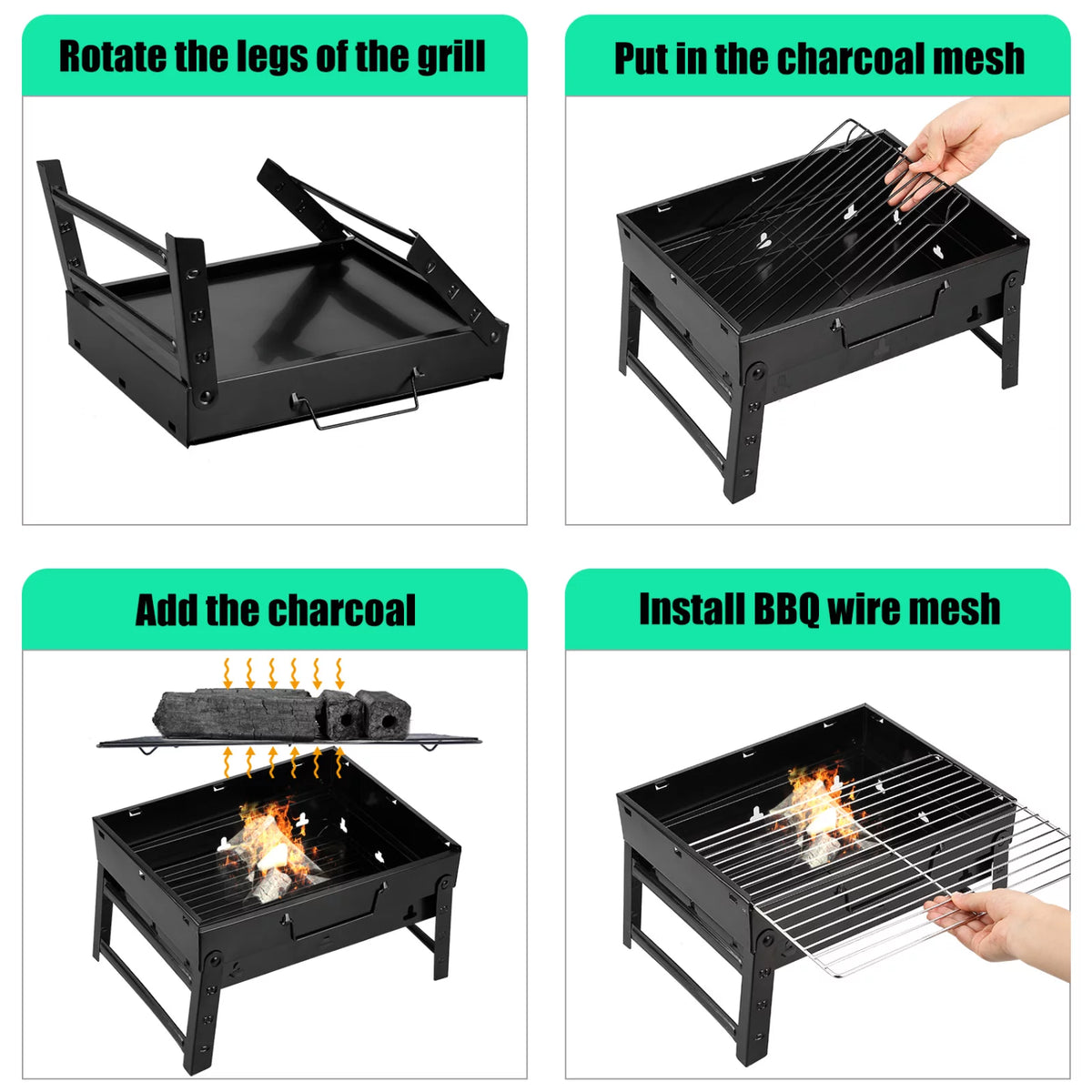 Charcoal Folding Portable Smoker Grill D599