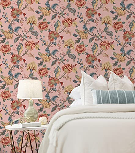 Victorian Jade Floral Peel and Stick Wallpaper Y4565