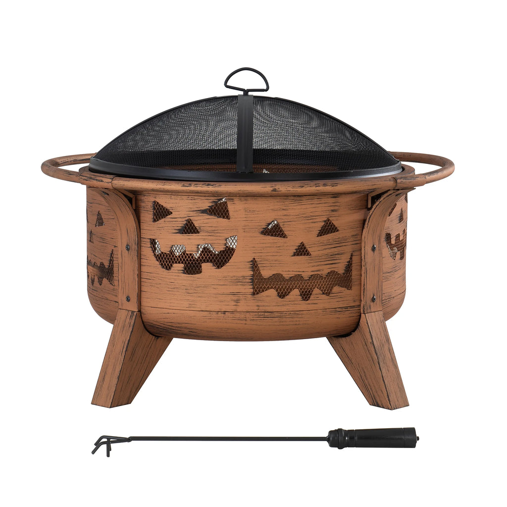30 in. Outdoor Wood-Burning Steel Fire Pit with Spark Screen and Poker X8121