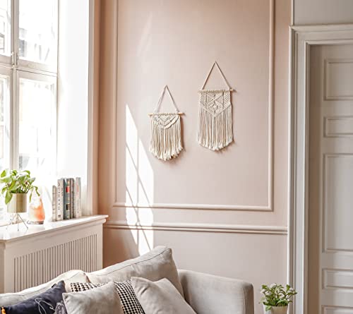 2 Pcs Macrame Wall Hanging, Small Size 13" L x 10" W and 16" L x 10" W J610765