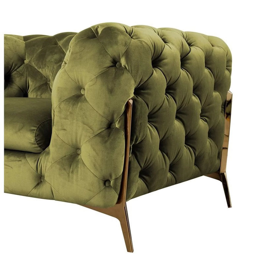 Green Fabric & Metal Accent Chair V5123